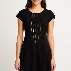 Gianni Bini Black Dress with Gold Accents